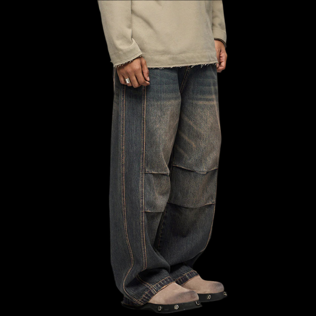 Straight-Leg Vintage Denim Jeans